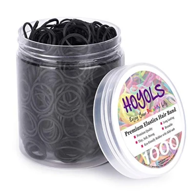 Image of 1/2 Small Black Rubber Bands for Hair Ties Elastics Mini Braids Ponytail Holders Girls Kids Thick Rubberbands No Damage Crafts Office 1000pcs (S) by HOYOLS