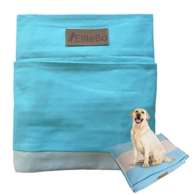 Image of Ellie Bo Medium Dog Bed Cover for 30 inch Cage/Crate Striped Blue/Grey