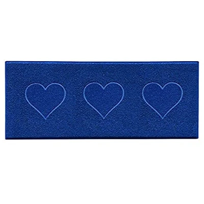 Image of Nicoman Heart Motif Embossed Shape Entrance Runner Door Mat Dirt Trapper Washable Barrier Doormat Watertight Indoor or Outdoor (Runner, Blue, 150 x 60cm)