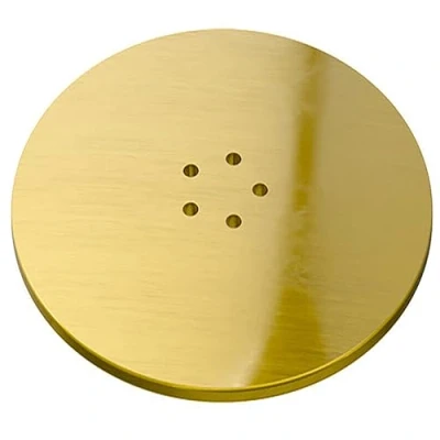 Image of SPARES2GO 110mm Luxury Plug Cover for Shower Trap with 90mm Tray (Brushed Brass)