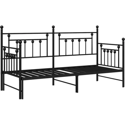 Image of vidaXL Daybed Frame with Trundle Black 80x200 cm Steel
