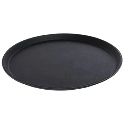 Image of Cambro 1400TL110 Black Non Skid Round 14&quot; Treadlite Tray