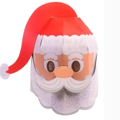 Image of Fiesta Crafts Santa 3D Mask Kit Colourful &amp; Easy to Assemble Head Costume Complete Arts and Set Improve Motor Skills, Creativity, Imagination Fits Kids Adult Heads