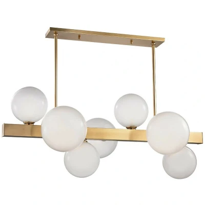 Image of Hinsdale 7 Light Island Brass, Glass