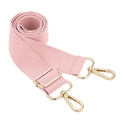Image of Wide Shoulder Bags Strap,Adjustable Replacement Bag Strap with Metal Swivel Hooks Soft Canvas Purse Straps Belt Messenger Changeable For Crossbody Handbag(Gold Pink)