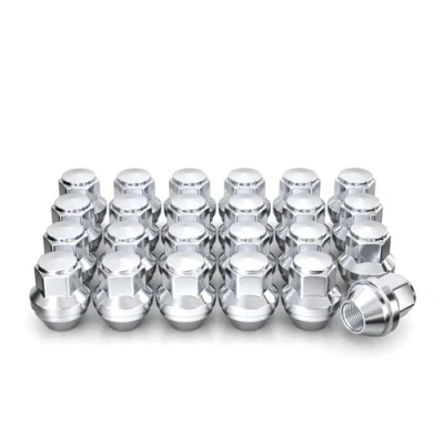 Image of White Knight M14x1.5 Lug Nuts for Select Ford Edge, Explore, Fusion, Maverick, Mustang and Lincoln Aviator, Continental, MKs Nautilus. Factory Style Chrome Bulge Acorn WN00709 24AM (24 Pack)