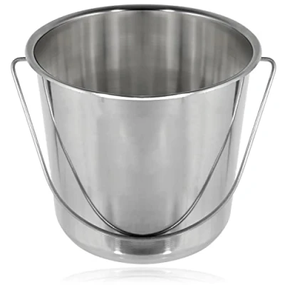 Image of SPARES2GO 12 Litre Stainless Steel Heavy Duty Fire Bucket Garage Spillage