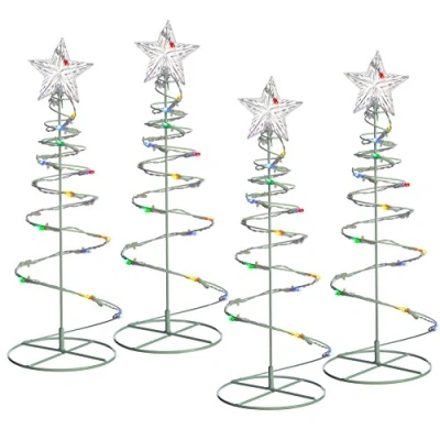 Image of WeRChristmas Spiral Trees Christmas Lighting 8 Function Controller, 55 cm Multi Colour, Set of 4