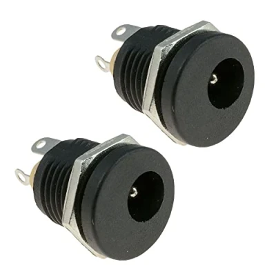 Image of 2.5mm x 5.5mm Round Panel Mount Female Socket DC Connector Jack Plug (Pack of 2)