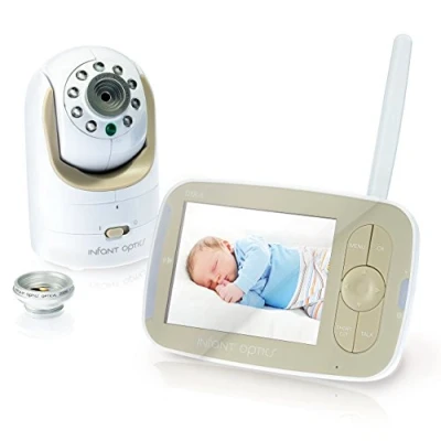 Image of Infant Optics DXR 8 Video Baby Monitor, Non WiFi Hack Proof FHSS Connection, Interchangeable Lenses, Pan Tilt Zoom, LED Sound Bar, Night Vision, and Two Way Talk
