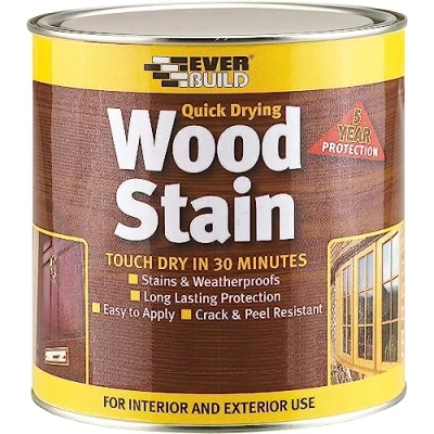Image of Everbuild Satin Wood Stain Indoor And Outdoor Use Weatherproof UV Resistant Quick Drying Solvent Free Clear 750ml