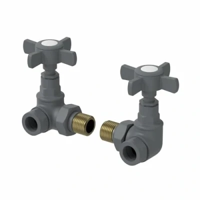 Image of DuraTherm Corner Cross Head Anthracite Radiator Valves 15mm