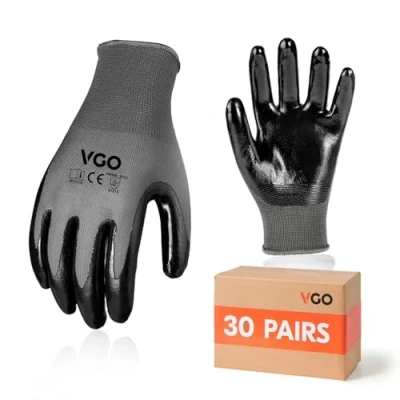 Image of Vgo... 30Pairs Men&#039;s Safety Work Gloves,Coated Gardening Gloves,Dipping Gloves,Warehouse Gloves(Gray,NT2110)