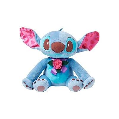 Image of Disney Store Official Stitch Sweetheart Medium Soft Toy, Lilo &amp; Stitch, 29cm/11, Valentine&#039;s Day Gift, Plush Cuddly Figure, Character with Heart Printed Ears and 3D Flower Suitable for Ages 0+