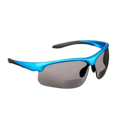 Image of voltX &#039;CONSTRUCTOR ULTIMATE&#039; Bifocal Reading Safety Glasses (Blue Frame, Smoke lens +3.0 Dioptre) EN166FT certified PREMIUM Cycling Sports Bifocals Anti Fog Coated UV400