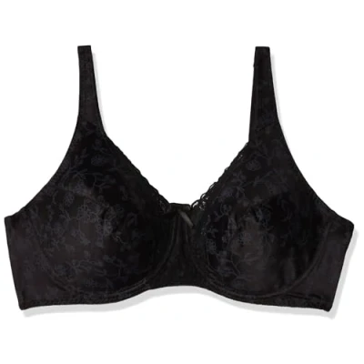 Image of PLAYTEX Womens Secrets Love My Curves Signature Floral Underwire Full Coverage Bra Us4422, Real Black, 36C