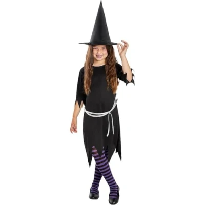 Image of Funidelia Witch Costume for girl Witch, Wizards, Halloween, Horror kids accessory fancy dress &amp; props carnival parties Size 5 6 years Purple