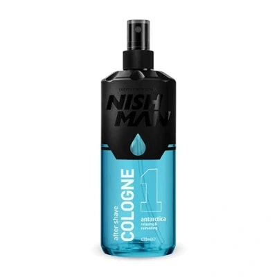 Image of NISHMAN Aftershave Men, Mens Cologne 01 Antarctica 400 ml Relaxing Refreshing Aftershaving Spray Lotion Kolonya for Men Citrus, Grapefruit, Tangerine, Sea Water
