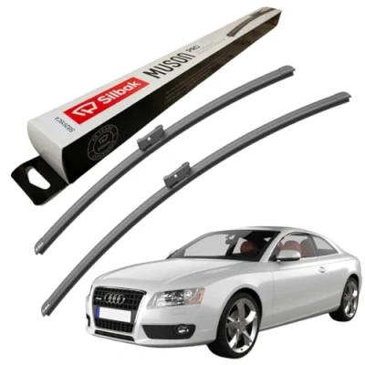 Image of Silbak Windscreen Wipers, fits for AUDI A5 COUPE (11/2007 01/2017) Front Wiper Blades, 600mm/500mm