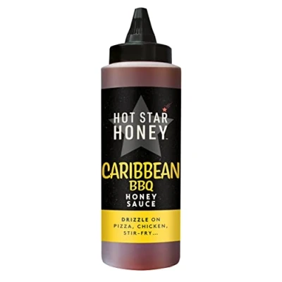 Image of Hot Star Honey Caribbean BBQ Sauce Hand Crafted Perfect for Chicken, Pizza, Pasta, Steak and Noodles, 315g Bottle