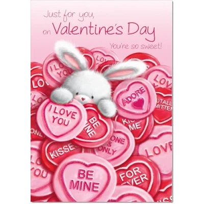 Image of doodlecards Valentine&#039;s Day Card Love Heart Sweets Medium Size with Plain Envelope