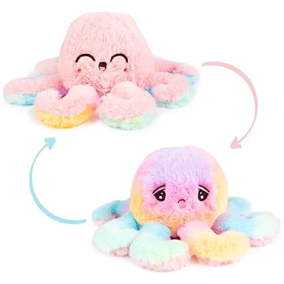 Image of abeec Reversible Octopus Plush Plushie Mood Happy Sad Soft Toys For Girls Flip Gifts 9 Year Old