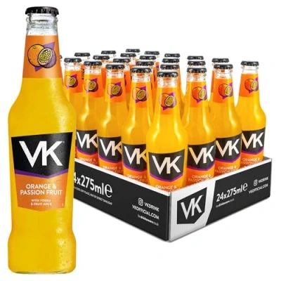 Image of VK Alcopop Bottles 24 x 275ml Case Orange &amp; Passionfruit Fruity Vodka Based Premixed Drink, 3.4% ABV Ready To Drink