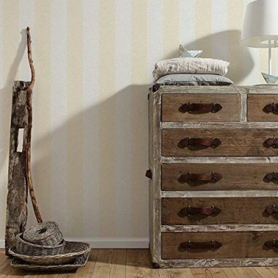Image of AS Creation Liberte Striped Pattern Pastel Colour Textured Wallpaper (Apricot 314079)