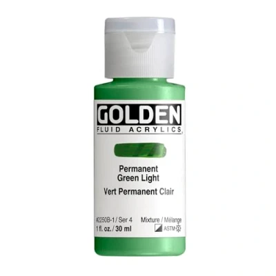 Image of Pro Art Golden Fluid Acrylic Paint 1 oz Permanent Green Light