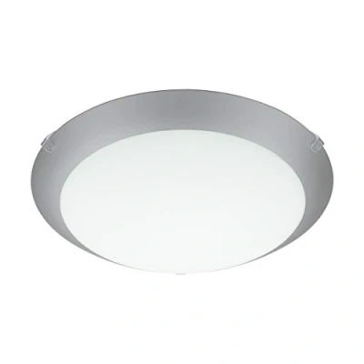 Image of Eglo Mars 1 Ceiling Light Bulb Wall Made of Steel, Colour: White, Glass: White Satin with Silver Edge, Socket: E27