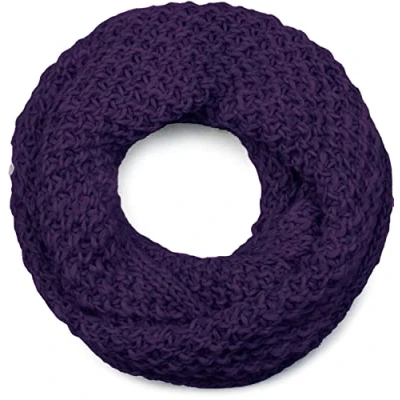 Image of styleBREAKER knit loop scarf in a rough pattern, unicolour snood, winter scarf, unisex 01018157, Colour:Violet