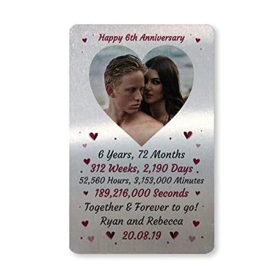 Image of Red Ocean Special 6th Anniversary for Husband Wife Boyfriend Girlfriend Personalised Wallet Card Insert Keepsake