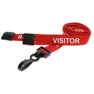 Image of Customcard Visitor Plastic Clip Safety Breakaway Lanyard Red (Pack of 10), Visitorplastic10