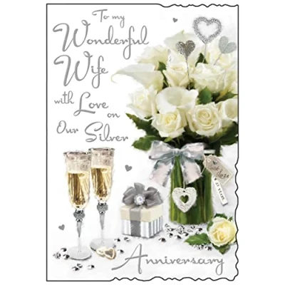 Image of Jonny Javelin Wonderful Wife With Love Silver Anniversary Card