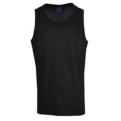 Image of Mens Sleeveless Vests Cotton Gym Shirt Vest Basic Training Running Big M 5XL (XXXXL, Black)
