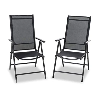 Image of PHIVILLA Garden Patio Chairs Sets of 2 Foldable Cahirs with Aluminum frame,6X Adjustable 7 Seating Positions,High Back Folding Reclining