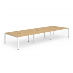 Image of Evolve B2B White Frame Bench Desk 1200 Beech (6 Pod) BE278