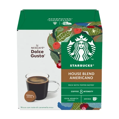 Image of STARBUCKS Dolce Gusto House Blend Americano Coffee Pods Pack of 12, Brown