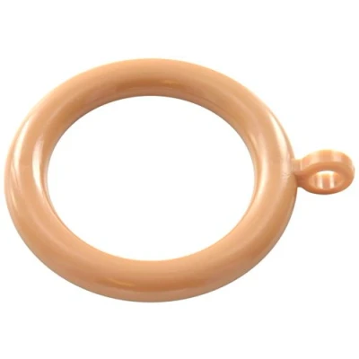 Image of Merriway BH05950 (24 Pcs) Plastic Curtain Drapery Pole Rod Rings with Fixed Eye, Inner Diameter 28mm (1.1/4 inch) Outer 40mm (1.1/2 Light Brown Pack of 25 Pieces