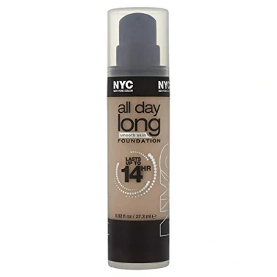 Image of NYC all day long smooth skin FOUNDATION, lasts up to 14 hours, 743 Nude Beige