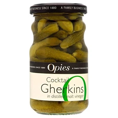 Image of Opies Cocktail Gherkins in Distilled Malt Vinegar (227g) Pack of 6