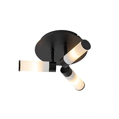 Image of Qazqa Modern Bathroom Ceiling Lamp I Flush Light Black 3 IP44 Bath Suitable for LED G9 Steel Living Room Kitchen