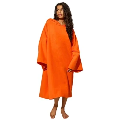 Image of OHS Wearable Towel Adult Women Men, Changing Robe Poncho for Swim Surf Beach Bath Hooded Large Absorbent Quick Dry Microfibre Swimming Towel, Orange