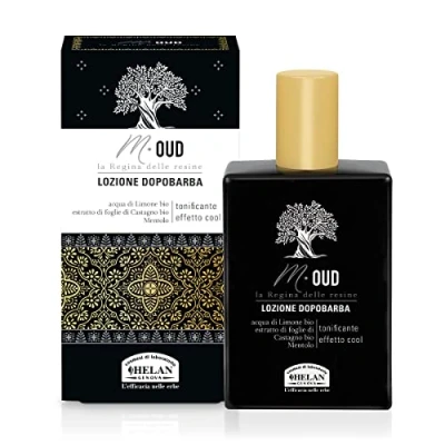 Image of Helan, M Oud Mens Aftershave Refreshing &amp; Invigorating, Calming Action against Irritation Men with Menthol Lemon Water, After Shave for Lotion Made in Italy, 75 ml