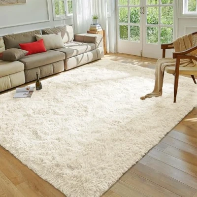 Image of MOONLIGHT20015 Rugs Living Room 120 x 170 Fluffy Cream Area for Bedroom Super Soft Large Shaggy Pile Non Slip Shedding Rug Modern Plush Carpet Lounge