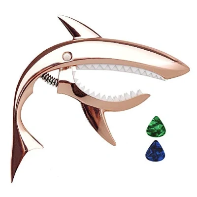 Image of Imelod Guitar Capo for Acoustic and Electric Shark Zinc Alloy 6 String with Good Hand Feeling, No Fret Buzz Durable(Rose Gold)