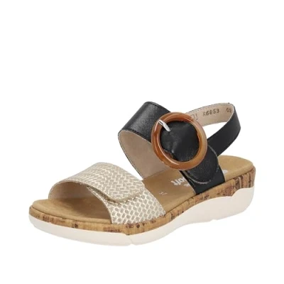 Image of Remonte Women&#039;s R6853 Sandal, Beige Gold Black 02, 6 UK
