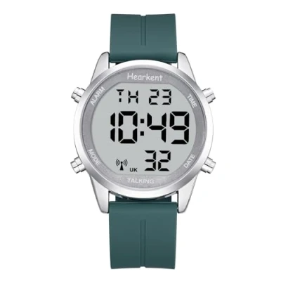 Image of Hearkent Atomic Digital Talking Watch British English Speaking Pleasant Voice Big Numbers Radio conrtolled for Elderly Or Blind People (Green)