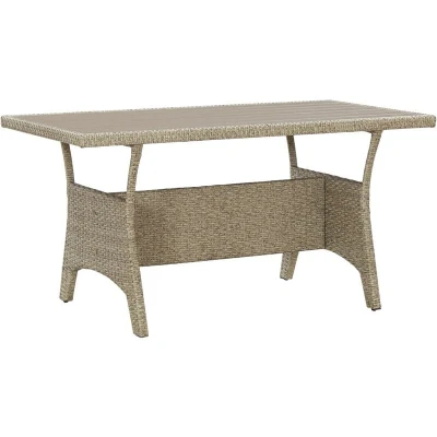Image of vidaXL Garden Table in Grey 120x70x66 cm Lightweight and Weather Resistant Outdoor with Easy Maintenance Modern Poly Rattan Design Powder coated Steel Frame