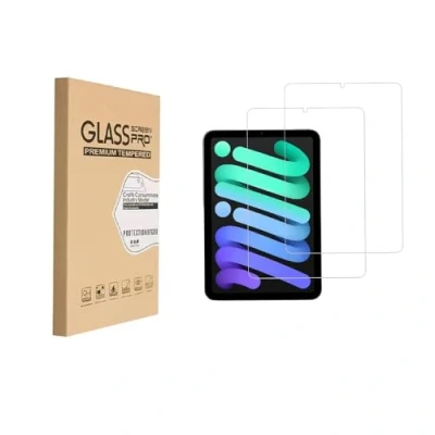 Image of Shunwige Designed for iPad mini 6 (8.3 Inch, 2021 Model, 6th Generation) Tempered Glass Screen Protector 9H Anti Scratch HD Clear Bubble Free(2pcs)